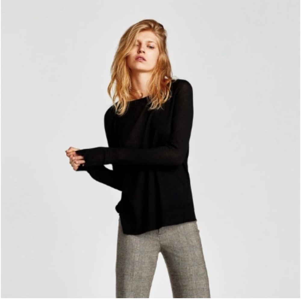 Zara Sweater with Side Slits Black